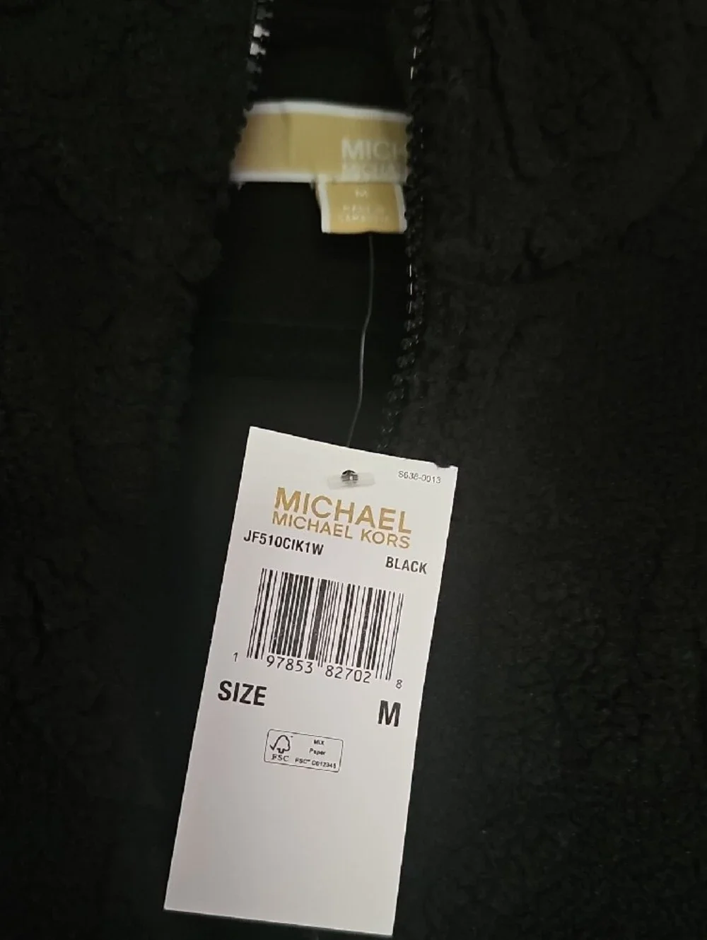 Michael Kors Black Logo Jacquard Sherpa Jacket